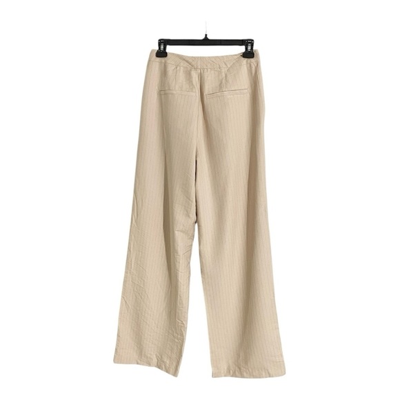 We Wore What Tailored Pant Pinstripe Trousers in Safari Multi Taupe Size 4 - Picture 7 of 9